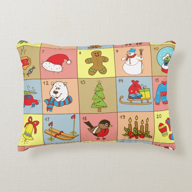 Coussins Décoratifs Christmas Advent : Collection d'éléments Doodle (Devant)
