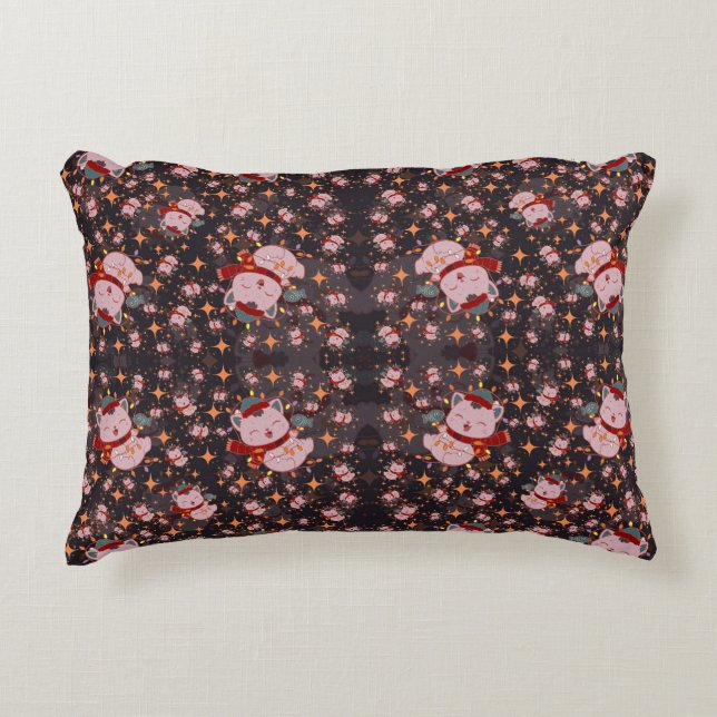 Coussins Décoratifs Christmas Cat With Santa Hat (Devant)