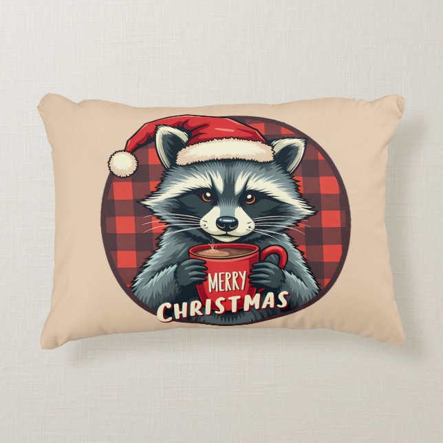 Coussins Décoratifs Christmas Raccoon Cocoa Cheer (Devant)