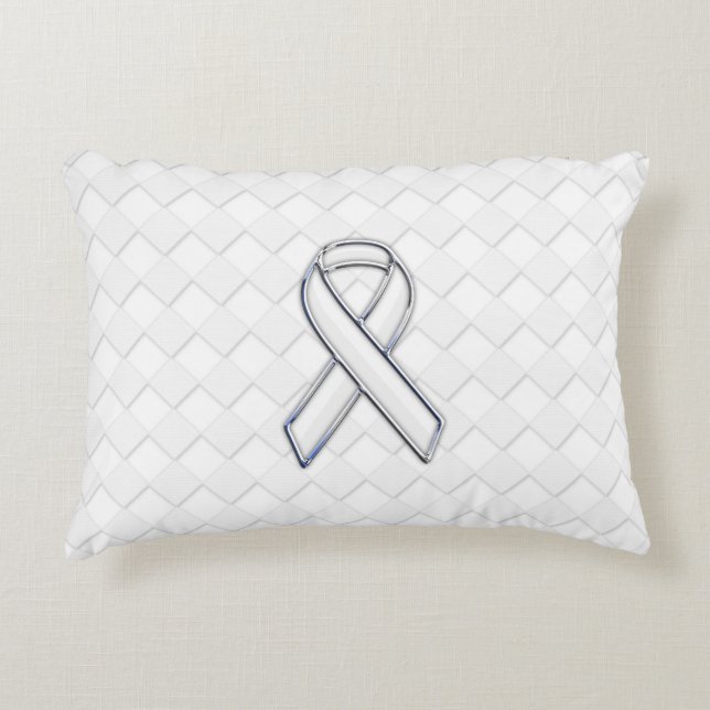 Coussins Décoratifs Chrome White Ribbon Sensibilisation sur les Checke (Devant)