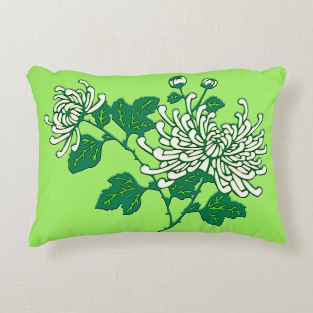 Coussins Décoratifs Chrysanthèmes araignées chinois - blanc crémeux (Devant)