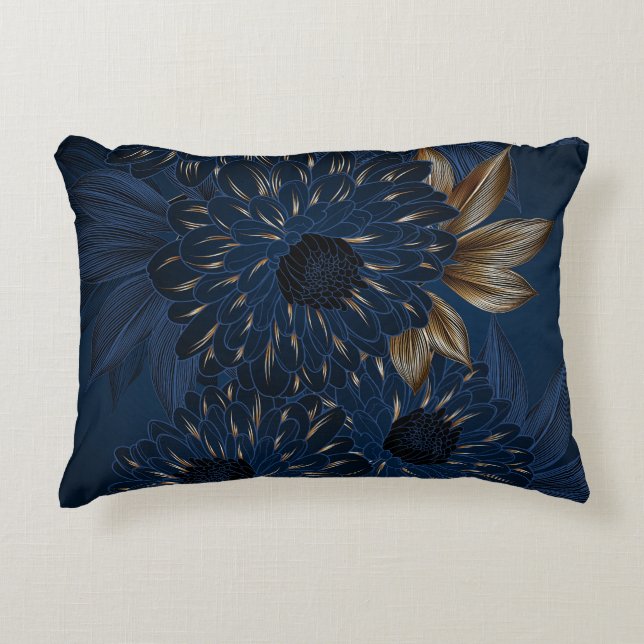 Coussins Décoratifs Chrysanthèmes dessinés à la main, motif floral élé (Devant)