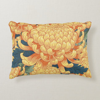 Coussins Décoratifs Chrysanthèmes japonais : motif floral jaune.