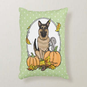 Coussins Décoratifs Chute berger allemand chien (tan noir) Citrouille