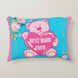 Coussins Décoratifs Ciel Bleu Rose Chic Ours en Peluche Cœur Dessin Fl