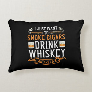 Coussins Décoratifs Citation de cigare et de whisky 