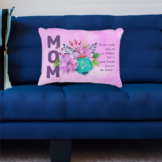 Coussins Décoratifs Citation de MOM sur l'aquarelle Floral PINK (Créateur téléchargé)