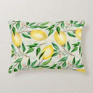 Coussins Décoratifs citrons aquarelle, motif de fruits sans soudure.