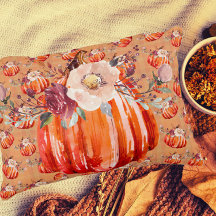 Citrouille orange automne plaid à fleurs chèque au