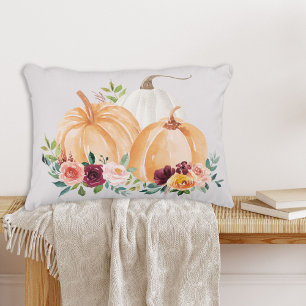 Coussins Décoratifs Citrouilles d'automne à l'aquarelle et fleurs bohè