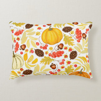 Coussins Décoratifs Citrouilles d'automne, glands, arrière - plan vint