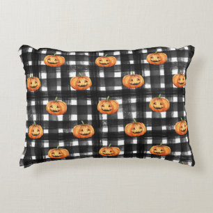 Coussins Décoratifs Citrouilles d'Halloween : À damiers charme.