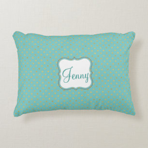 Coussins Décoratifs Classic Bright Gold Pois sur turquoise
