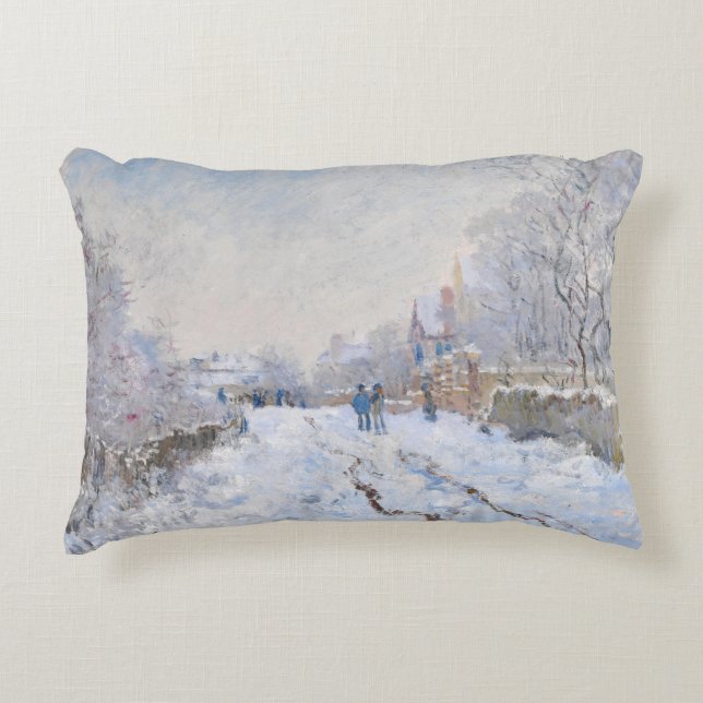 Coussins Décoratifs Claude Monet - Scène de neige à Argenteuil (Devant)