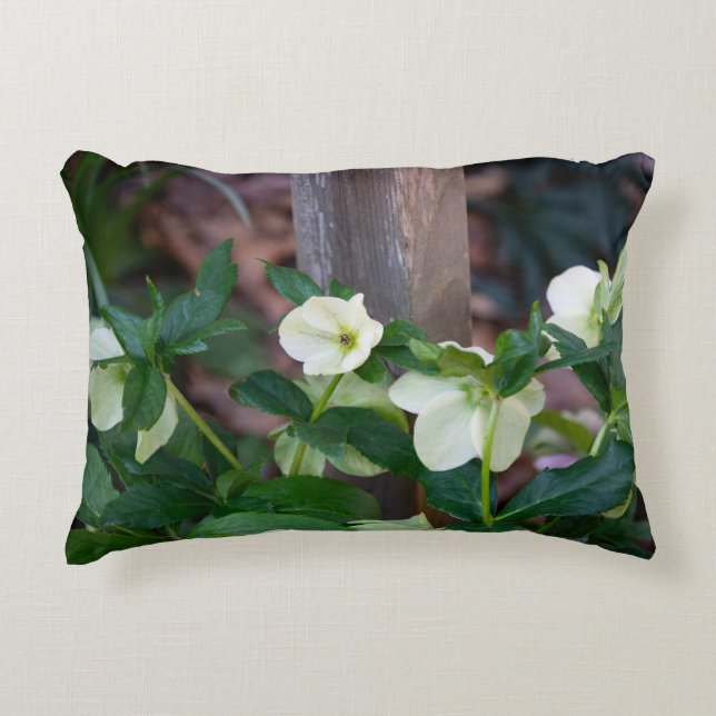Coussins Décoratifs Clôture avec Fleurs Blanches (Devant)