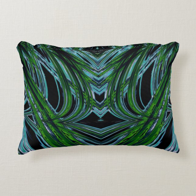Coussins Décoratifs ~ COBWEBS Bleu Vert Noir Fractale ~ Original ~  (Devant)