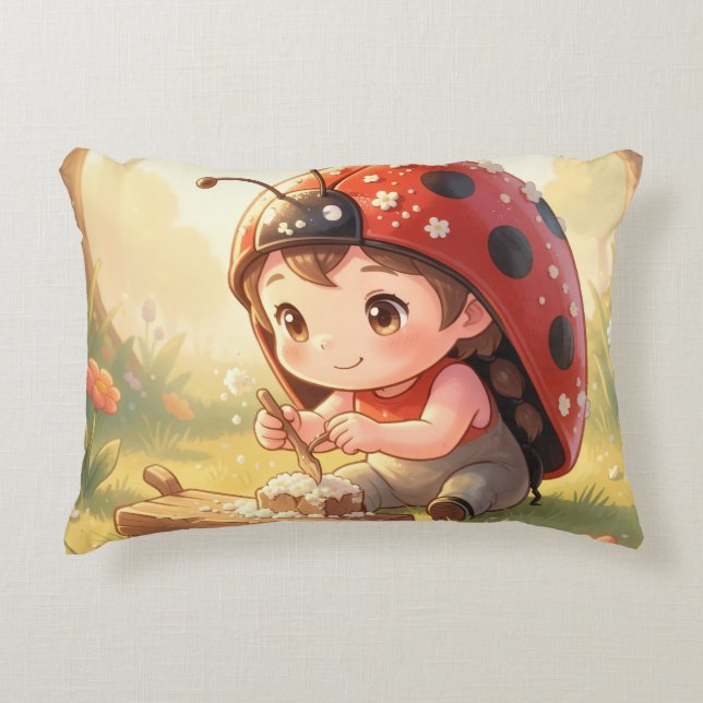 Coussins Décoratifs Coccinelle et le royaume de nectar caché (Devant)