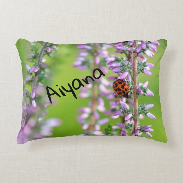 Coussins Décoratifs Coccinelle sur fleur violette   -    (Devant)
