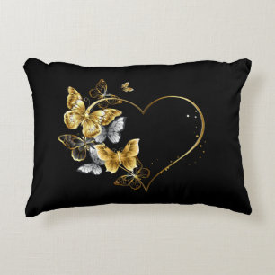 Coussins Décoratifs Coeur aux papillons d'or