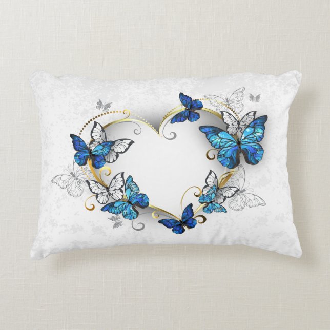 Coussins Décoratifs Coeur bijoux avec papillons Morpho (Devant)