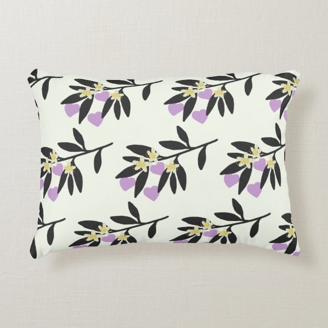 Coussins Décoratifs Coeur de la Saint-Valentin Branche Fleurs Motif (Devant)