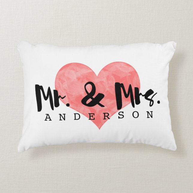 Coussins Décoratifs Coeur empilé Rustique M & Mme Monogram (Devant)
