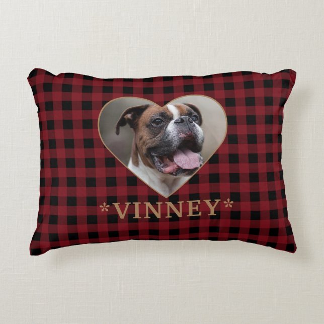 Coussins Décoratifs Coeur Plaid Buffalo personnalisé (Devant)
