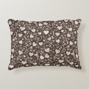 Coussins Décoratifs Cœurs Crème Marron