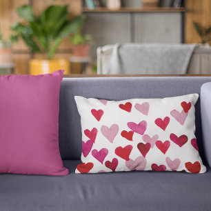 Coussins Décoratifs Coeurs d'aquarelle de la Saint-Valentin - rose