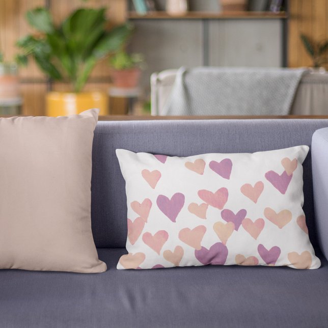 Coussins Décoratifs Coeurs d'aquarelle de la Saint-Valentin - rose pas (Créateur téléchargé)