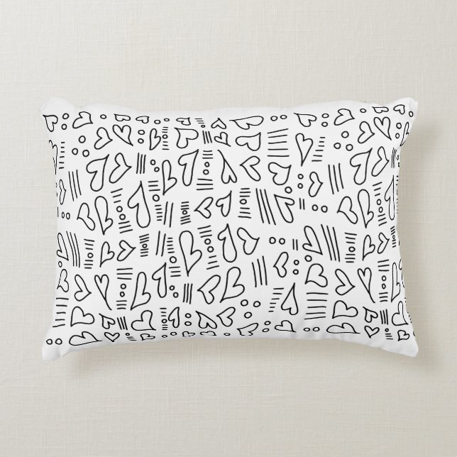 Coussins Décoratifs Coeurs de Doodle 35 (Devant)
