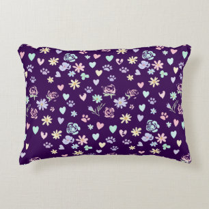 Coussins Décoratifs Cœurs Floraux Pastels Doux et Motif Empreinte de P