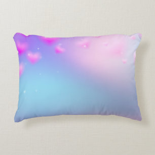 Coussins Décoratifs Cœurs roses rêveurs et paillettes Fond pastel