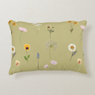 Coussins Décoratifs Collage d'aquarelle de fleurs sauvages vintage sur