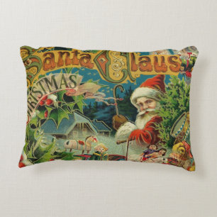 Coussins Décoratifs Collage de Noël victorien du Père Noël Antique