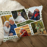 Coussins Décoratifs Collage photo avec 5 images Nana vert et blanc<br><div class="desc">Coussin personnalisé avec 5 de vos photos préférées pour Nana. Vos photos sont positionnées contre un motif géométrique moderne en vert olive et blanc. NANA est écrit dans la typographie blanche et le modèle est prêt pour vous à le modifier (à Grand-mère ou Mimi par exemple). Vous pouvez également modifier...</div>