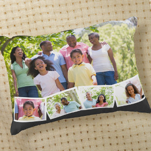 Coussins Décoratifs Collage photo avec nom de famille personnalisé, an