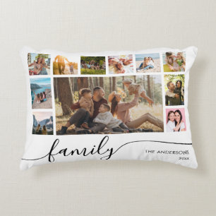 Coussins Décoratifs Collage photo de famille simple et moderne