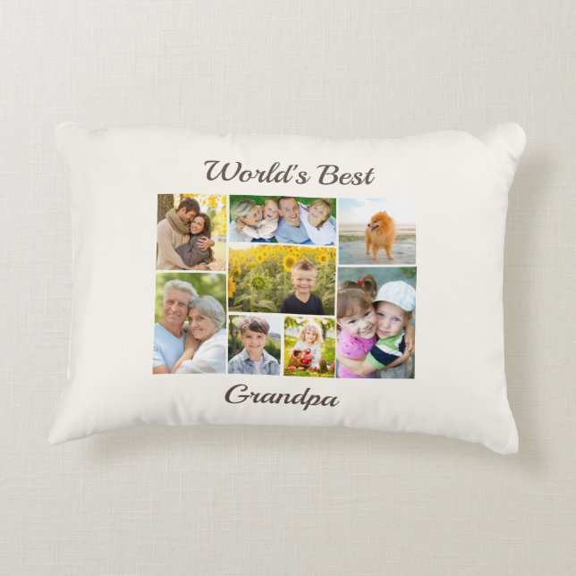 Coussins Décoratifs Collage photo du meilleur grand-père du monde 8 (Dos)