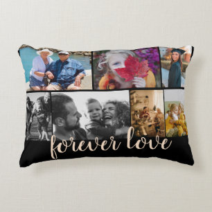Coussins Décoratifs Collage photo personnalisé 7 Forever Love Black