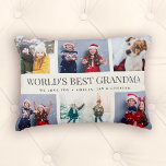 Coussins Décoratifs Collage photo texte personnalisé WORLDS MEILLEUR G<br><div class="desc">Monde meilleur grand-mère ! Ce design de collage de photos de famille moderne fait un bel affichage pour vos photos préférées d'enfants,  petits-enfants,  mariages,  ou toute autre occasion spéciale. Grand cadeau pour grands-parents ! 2 lignes de texte entièrement personnalisable.</div>