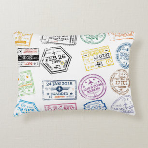 Coussins Décoratifs Collection de timbres de passeport isolés sur blan