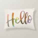 Coussins Décoratifs Colorful Hello Modern Script Home Decor<br><div class="desc">This throw pillow features the word “Hello” in colorful modern script for a cheerful pop of color in your home. The playful lettering adds personality while keeping the look clean and modern. It’s a fun accent for sofas, chairs, beds, or entryway benches. A bright decorative touch that makes any space...</div>