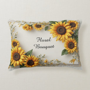 Coussins Décoratifs Composition Florale de Tournesols Cottagecore