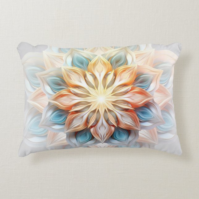 Coussins Décoratifs Conception 3D Abstraite Mandala aux couleurs chaud (Devant)