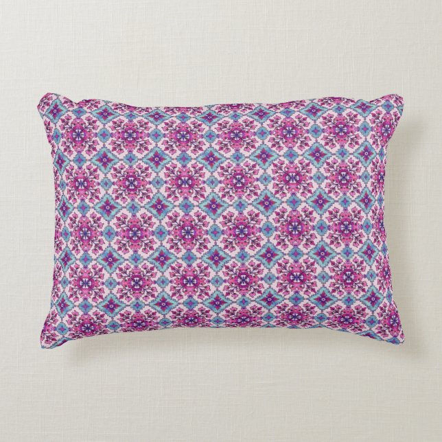 Coussins Décoratifs Conception de carreaux rose et bleu (Devant)