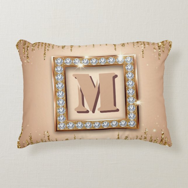 Coussins Décoratifs Conception de monogramme personnalisé Nom ✨ (Devant)