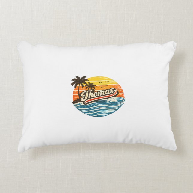 Coussins Décoratifs Conception de nom de Thomas Retro Sunset (Devant)