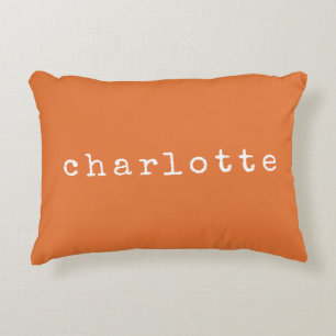 Coussins Décoratifs Conception de nom minimaliste simple en orange per
