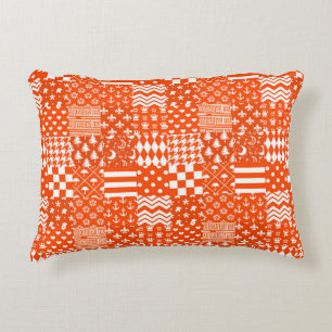 Coussins Décoratifs Conception de Patchwork Motif mixte orange blanc